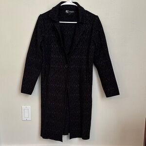 Metallic Shimmer Pattern Black Long Cardigan by 80 Park (M)